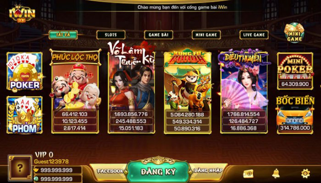 Nhiều game bài đổi thưởng, game casino hấp dẫn tại Iwin