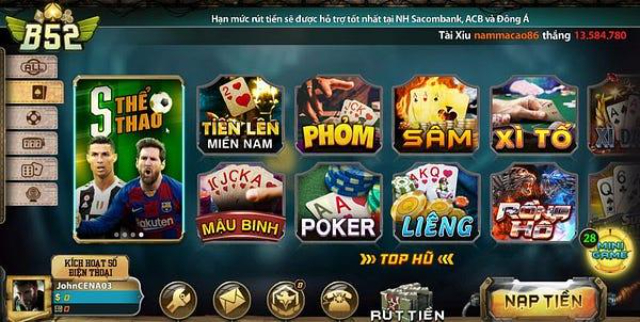 Trải nghiệm nhiều game cược hấp dẫn và đa dạng tại B52 